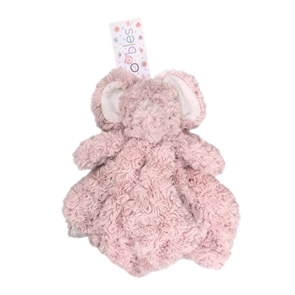 Oobles Pink Elephant Lovey Security Blanket Plush Baby Rattle NWT Soft Minky